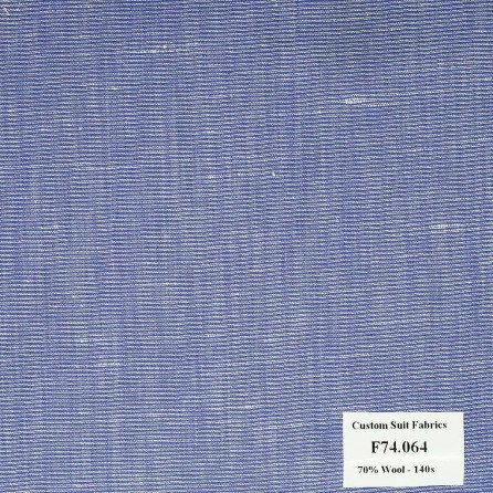 F74.065 Kevinlli V6 - Vải Suit 70% Wool - Xanh Dương Trơn
